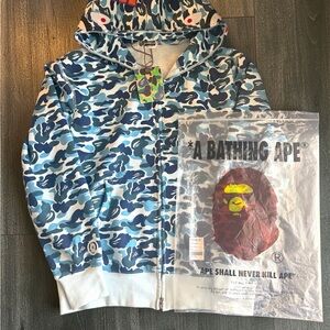 Blue Camo Shark Full Zip Hoodie Size Large | A Bathing Ape OG Str